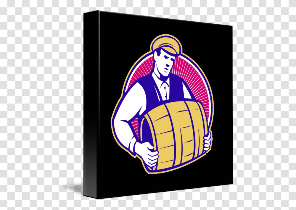 Bartender Carrying Beer Keg Retro, Person, Costume, Armor Transparent Png