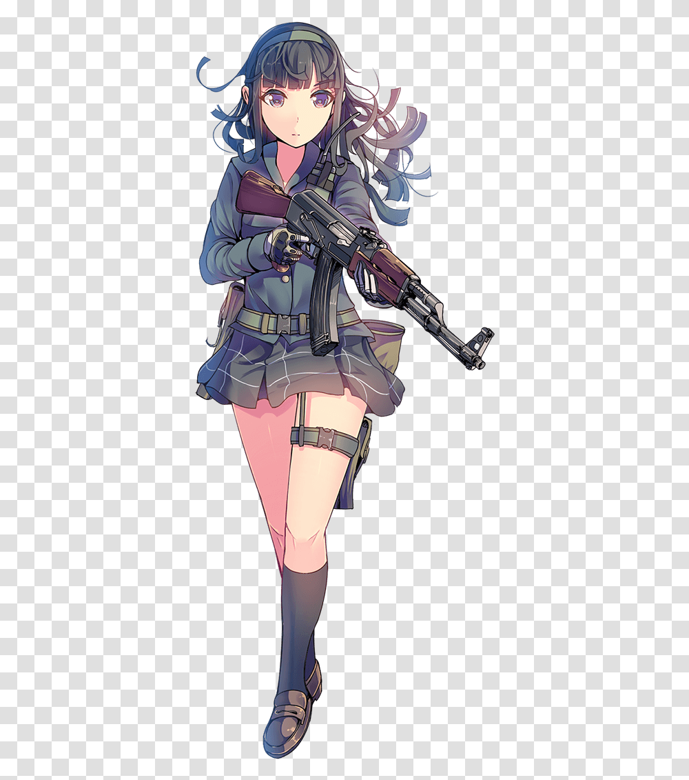 Base Anime Girl With Ak47 Full Size Download Seekpng Anime Girls With Ak47, Gun, Weapon, Weaponry, Manga Transparent Png