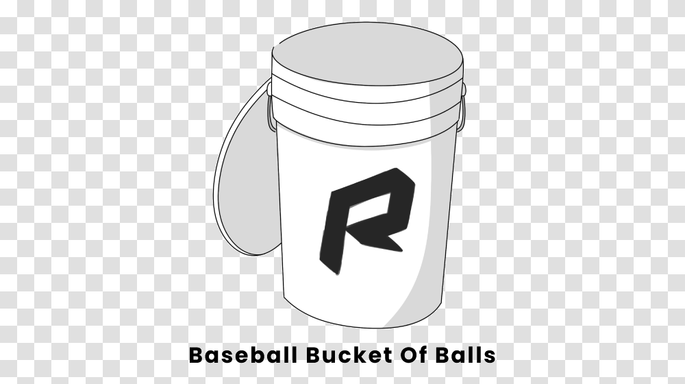 Baseball Ball Bucket Graphic Design, Cylinder, Shaker, Bottle, Cup Transparent Png