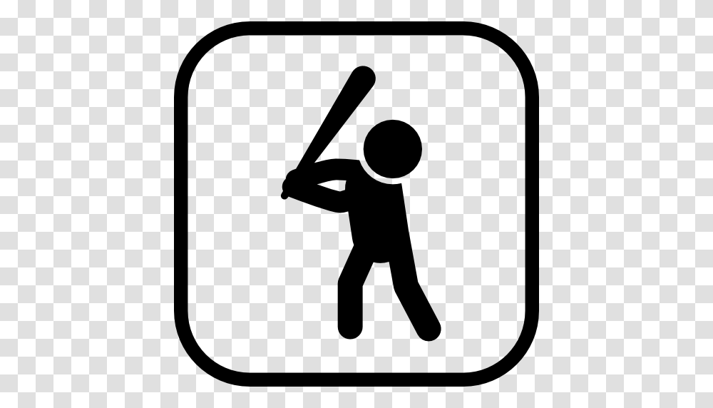 Baseball Equipment Baseball Sports Ball Player Sports Bat Icon, Person, Stencil, Sign Transparent Png