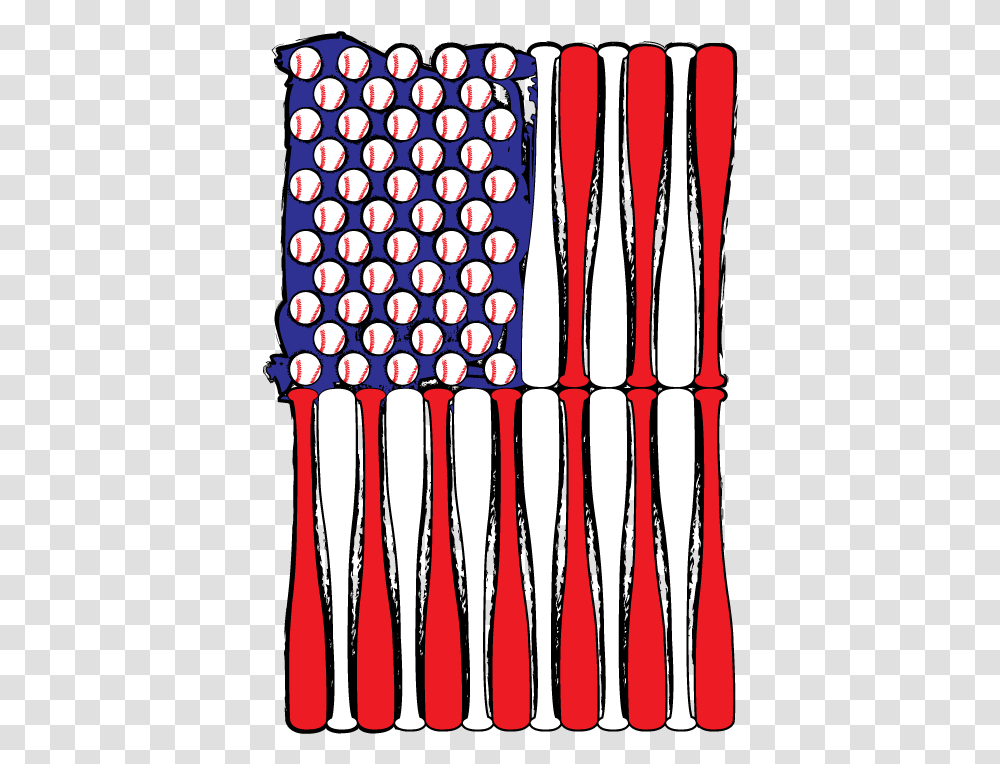 Baseball Flag Bats Red White Blue Stars Stripes Americana Baseball Clipart Red White And Blue, Cutlery, Fork, Brush, Tool Transparent Png