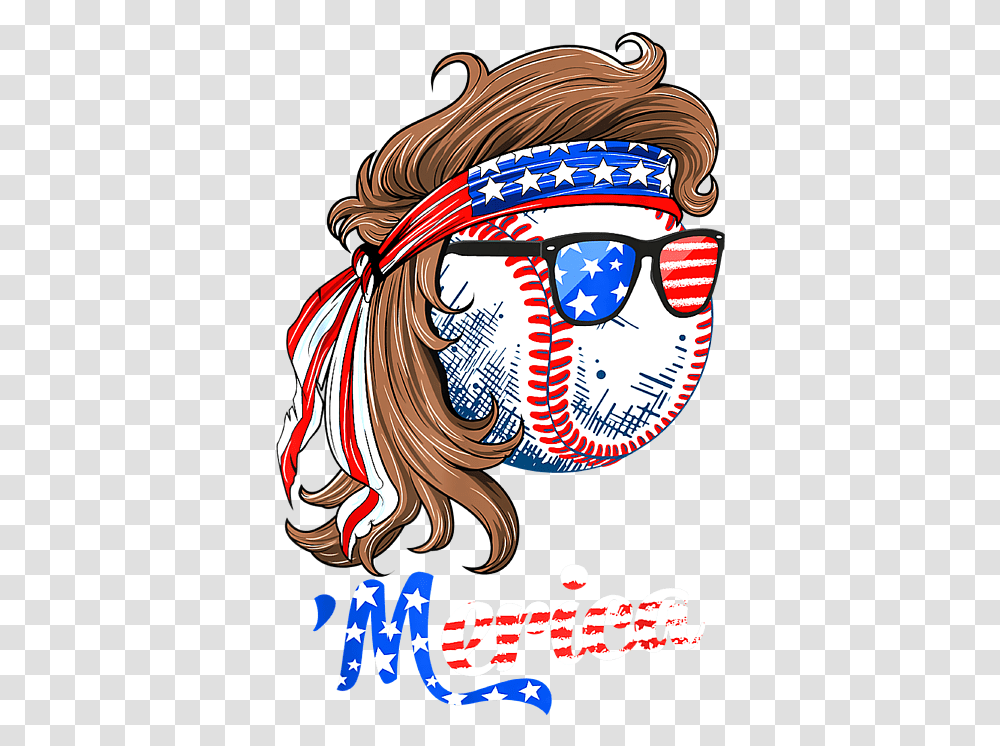 Baseball Mullet 4th Of July American Flag Merica Fathers Day Bald Eagle Mullet Tiktok, Art, Doodle, Drawing, Sunglasses Transparent Png