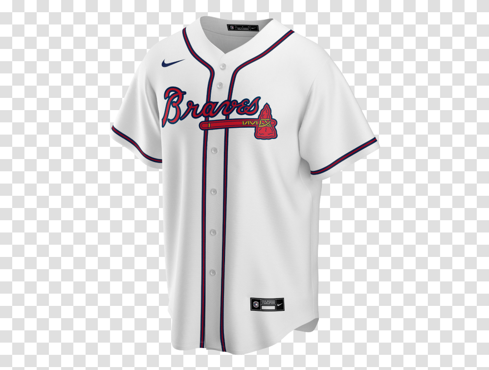 Baseball Shirt Mlb Atlanta Braves Nike Official Replica Home Atlanta Braves, Clothing, Apparel, Jersey, Person Transparent Png