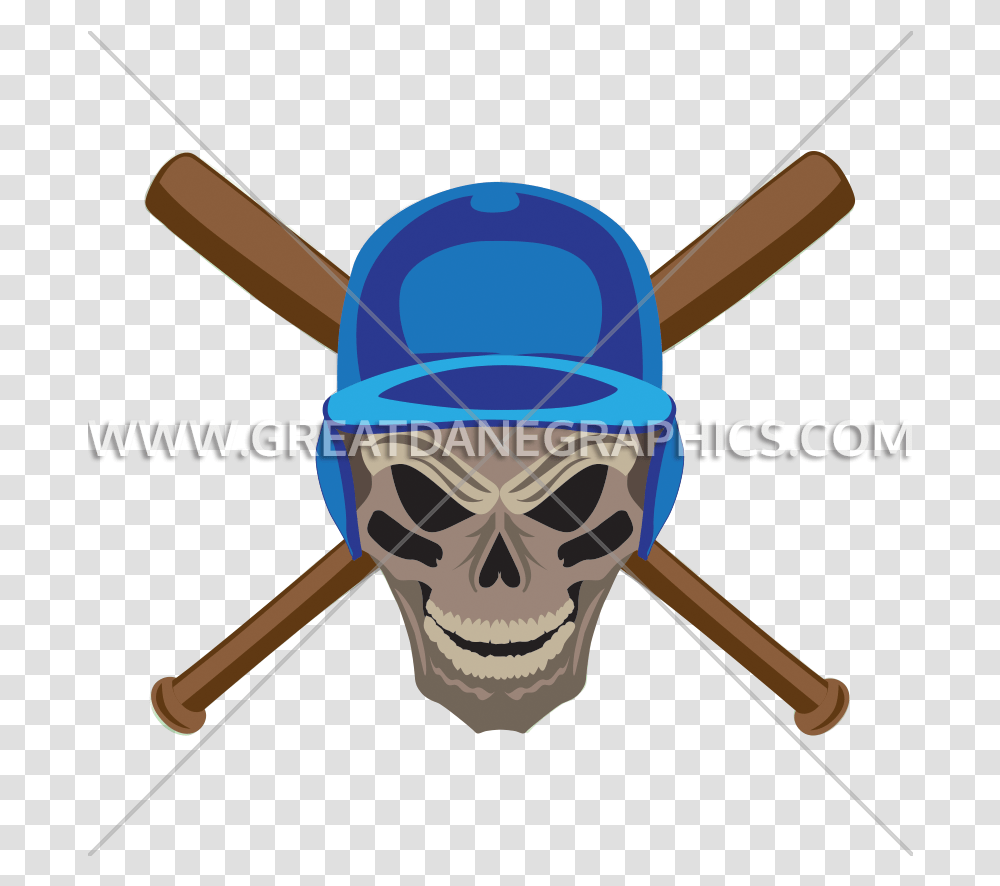 Baseball Skull With Bats Production Ready Artwork For T Composite Baseball Bat, Pirate, Hammer, Tool, Clothing Transparent Png
