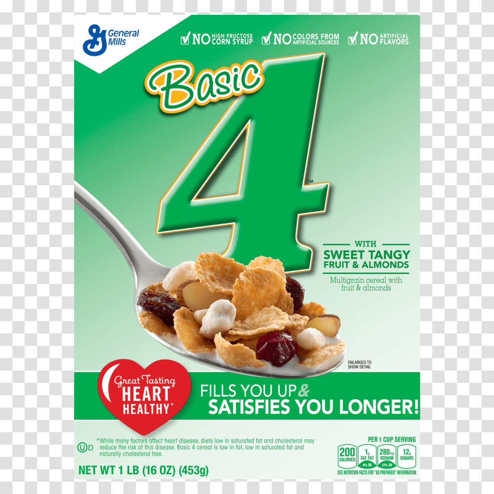 Basic With Fruit And Almonds Multigrain Cereal Oz, Advertisement, Flyer, Poster, Paper Transparent Png