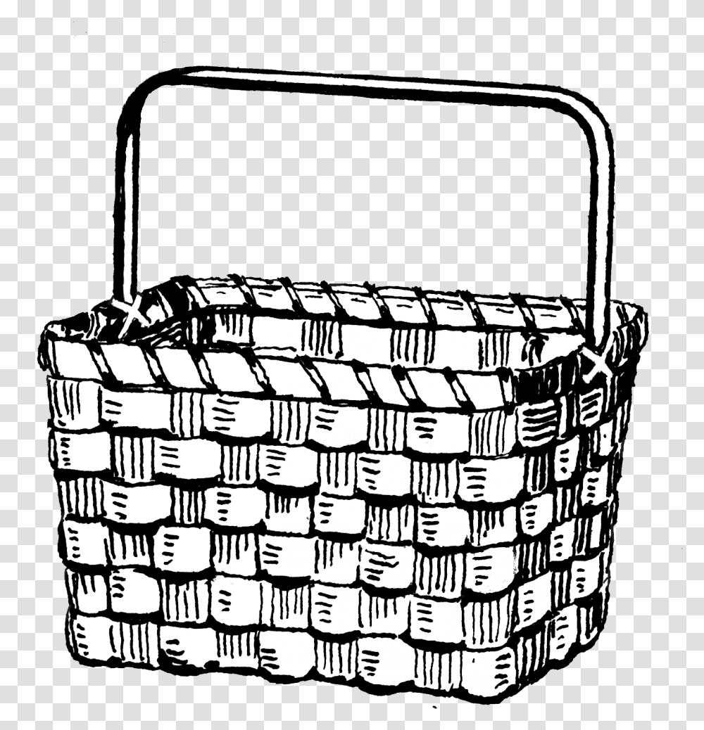 Basket 493 Basket Clipart Black And White, Shopping Basket, Woven Transparent Png