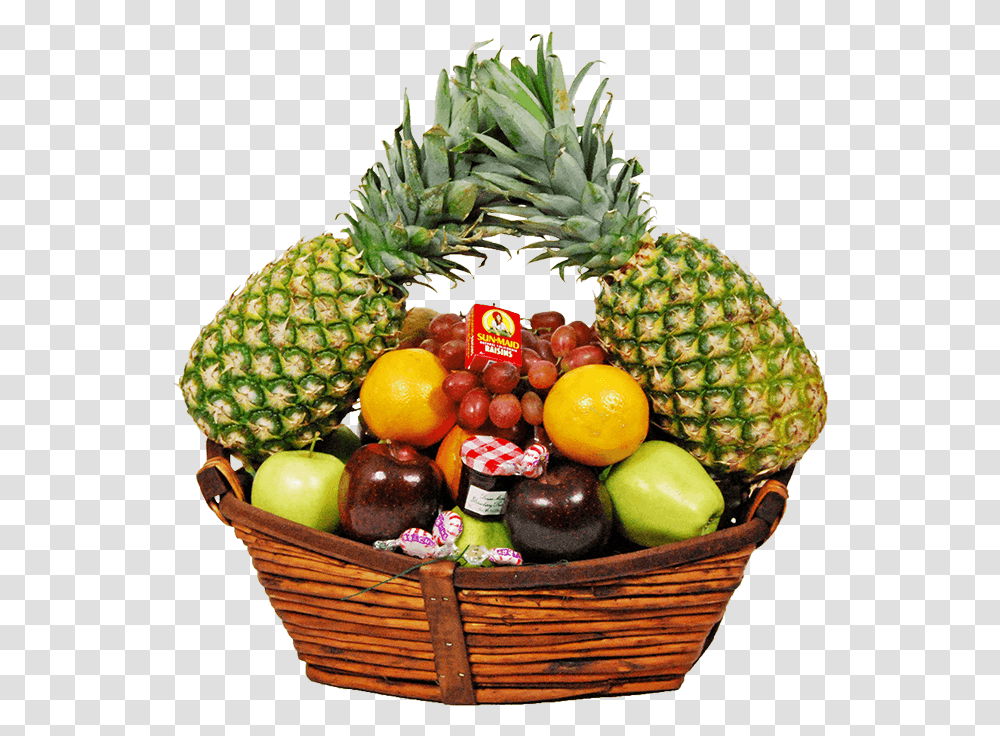 Basket Basket Of Fruits, Plant, Pineapple, Food Transparent Png