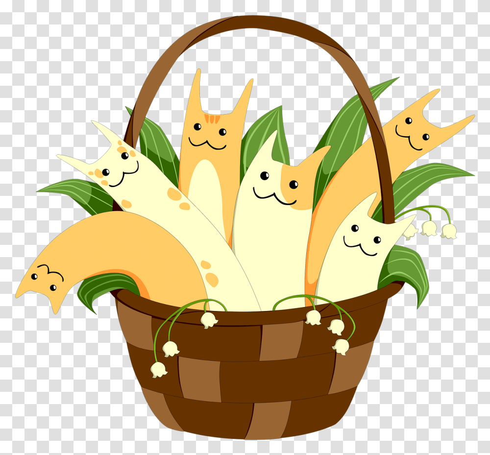 Basket Cat Bouquet Free Image On Pixabay Flower Bouquet, Plant, Blossom, Petal, Food Transparent Png
