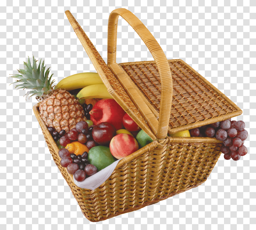 Basket Clipart Background Picnic Basket, Plant, Fruit, Food, Apple Transparent Png