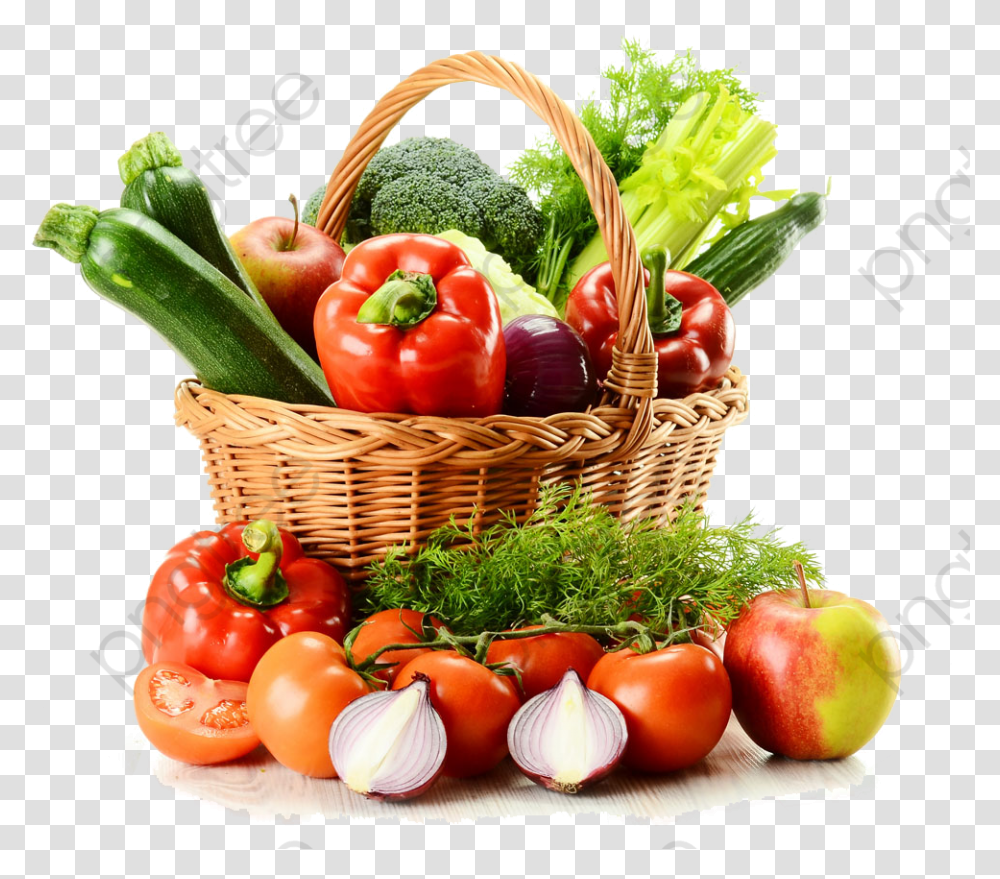 Basket Of Fruits And Vegetables Vegetables In Basket Images Hd, Plant, Apple, Food, Pepper Transparent Png