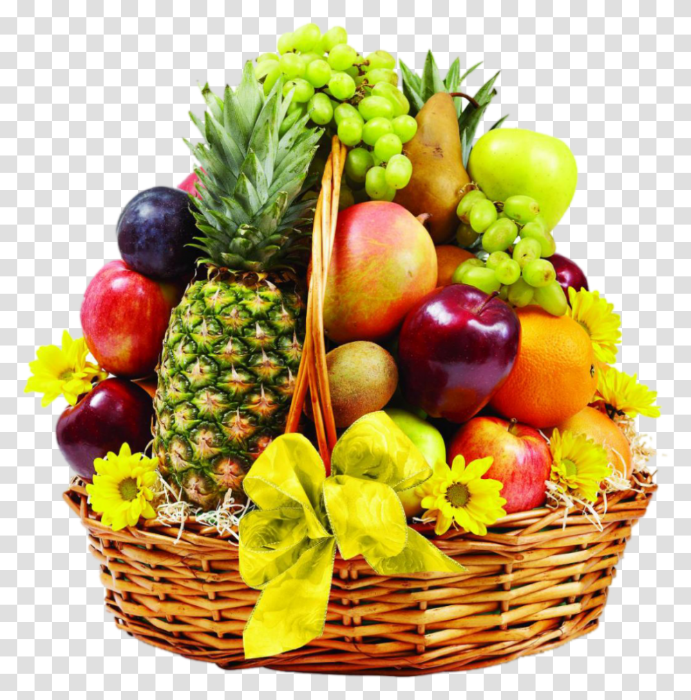 Basket Of Fruits, Plant, Food, Pineapple, Grapes Transparent Png