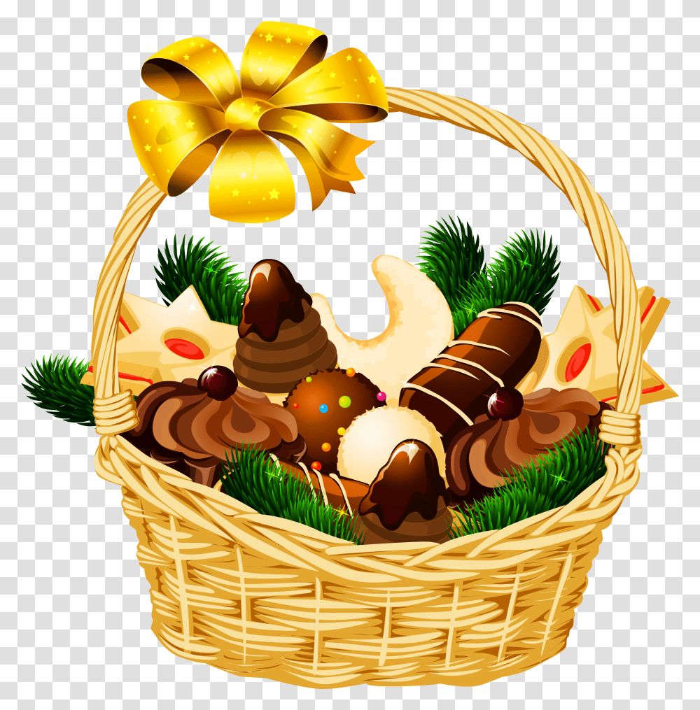 Basket Raffle Clipart Christmas Christmas Basket, Birthday Cake, Dessert, Food, Shopping Basket Transparent Png
