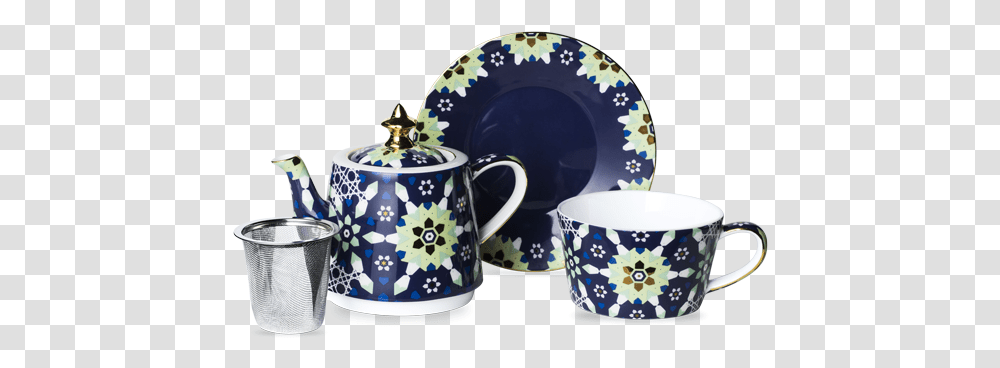Basket Tea For One Navygreen Coffee Cup, Porcelain, Pottery, Saucer Transparent Png