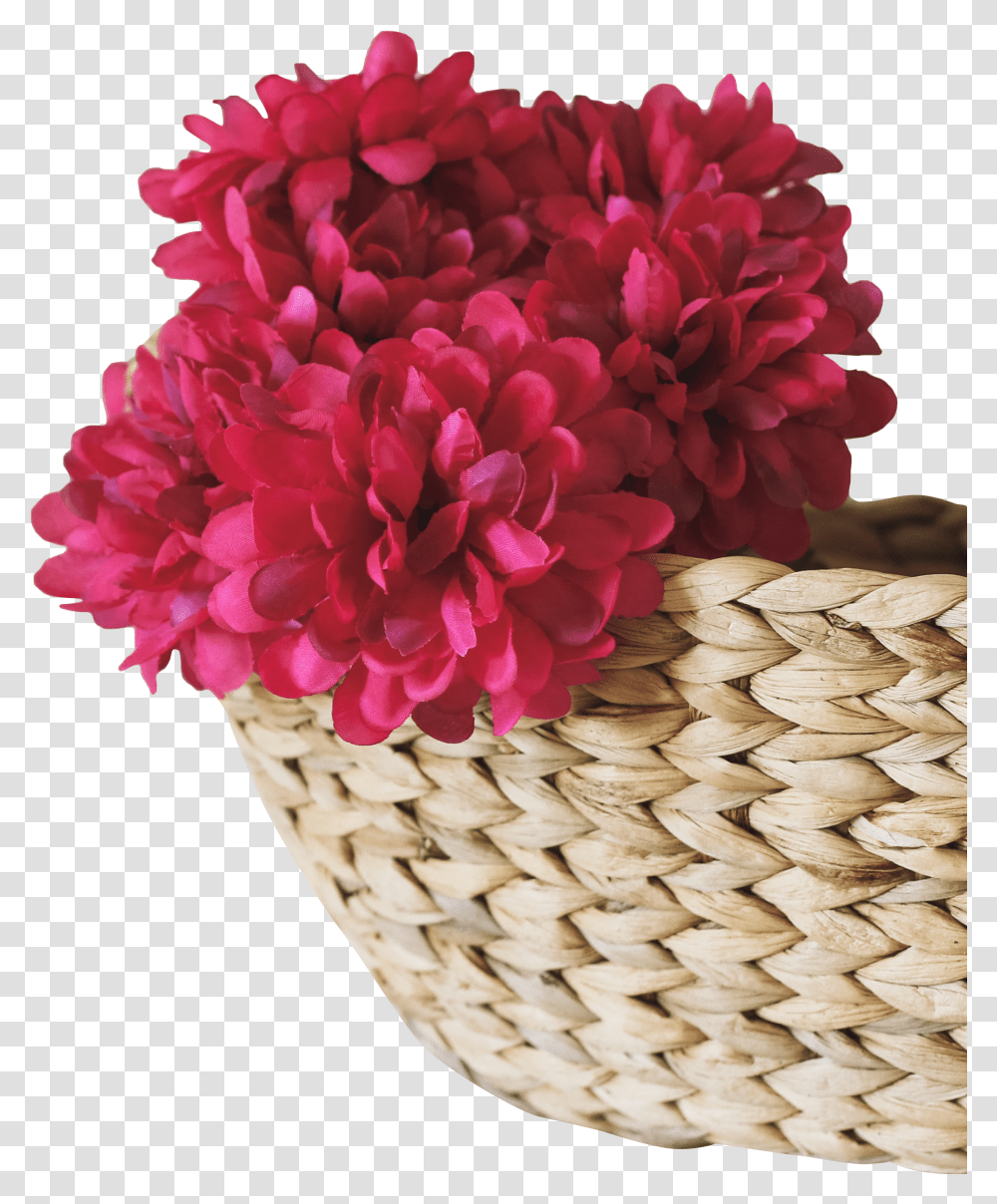 Basket With Pink Flowers Transparent Png