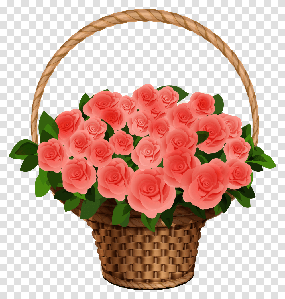 Basket With Red Roses Clipart Image Flower Bouquet Basket With Flower Transparent Png