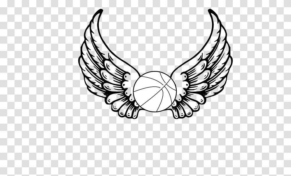 Basketball Angel Wings Clip Art, Emblem, Logo, Trademark Transparent Png