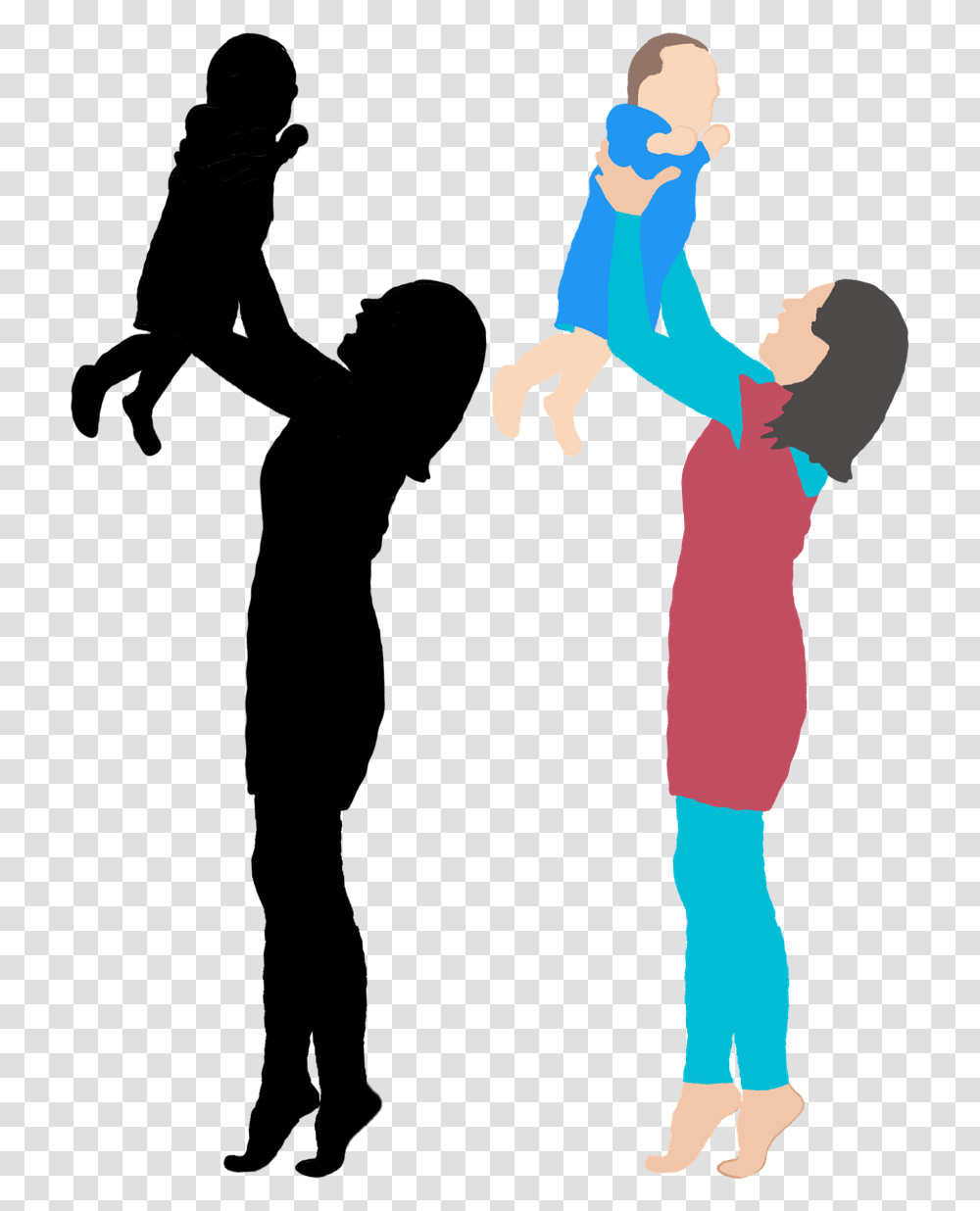 Basketball Clipart Mom Anne Woman With Baby Silhouette, Person, Acrobatic, Sport, Balance Beam Transparent Png