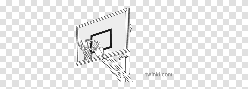 Basketball Hoop Black And White Illustration Twinkl Basketball Rim Transparent Png