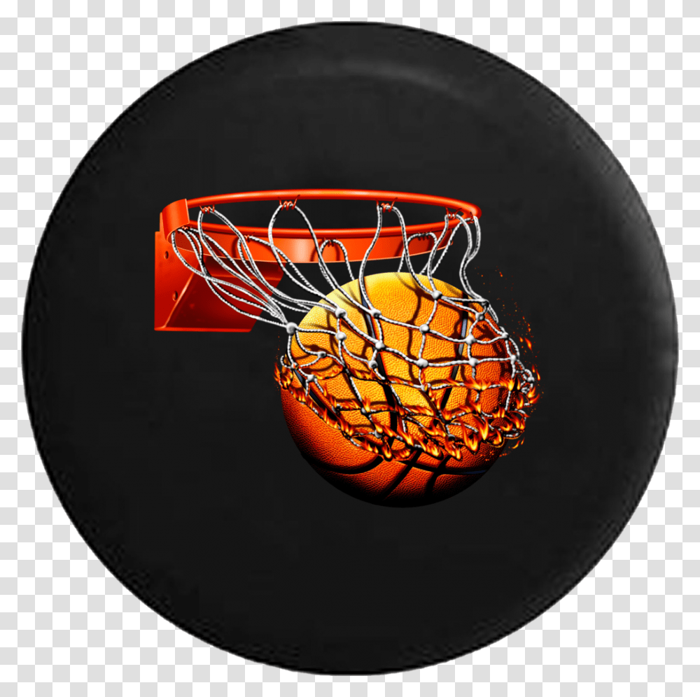 Basketball In Fire Going Thru Net, Sport, Sports, Team Sport, Sphere Transparent Png