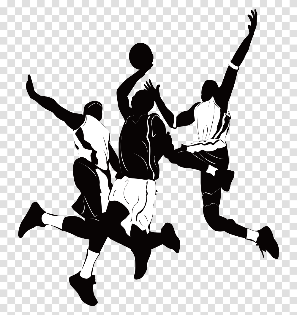 Basketball Player Athlete Sport Silhouette Playing Basketball, Person, People, Stencil, Crowd Transparent Png