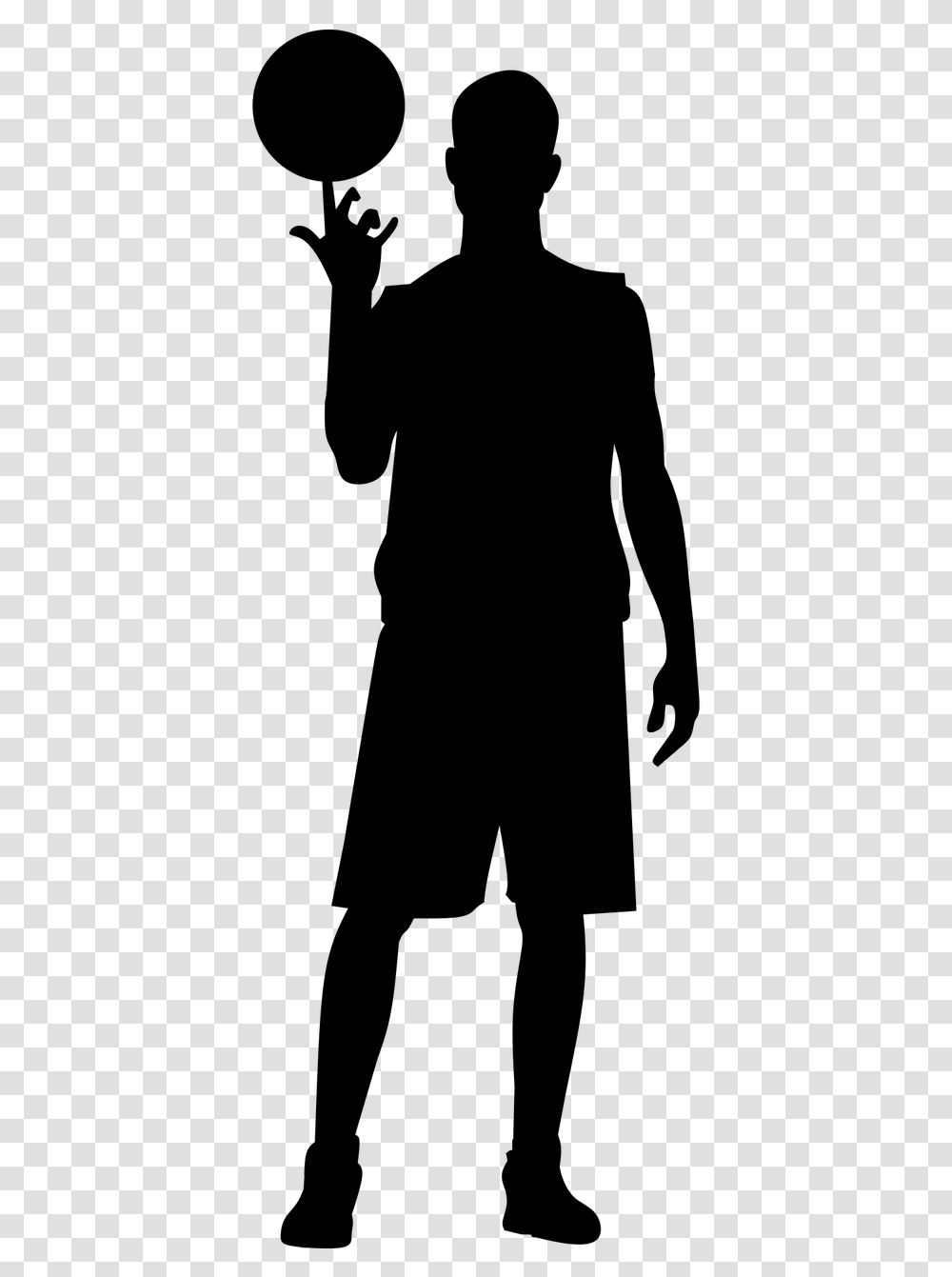 Basketball Player Holding Ball Silhouette, Gray, World Of Warcraft Transparent Png