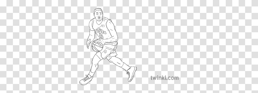 Basketball Player Lebron James Black And White Illustration Face Mask Kids Black And White, Person, Human, People, Sport Transparent Png