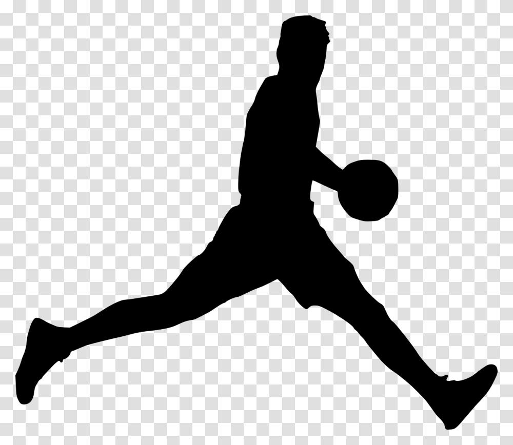 Basketball Player Silhouette, Person, Stencil, Handball, Sphere Transparent Png