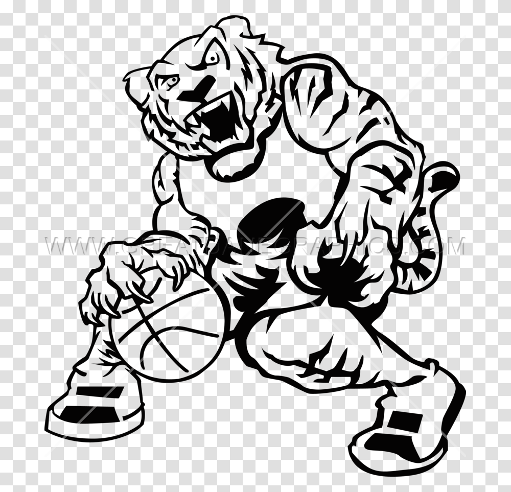 Basketball Production Ready Artwork For T Shirt Tiger With Basketball Clipart Black And White, Green, Plot, Plan Transparent Png
