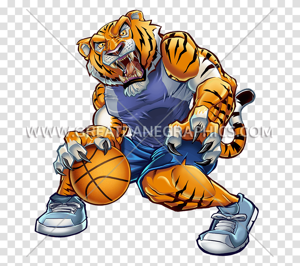 Basketball Tiger Production Ready Artwork For T Shirt Printing, Person, Shoe, Footwear Transparent Png