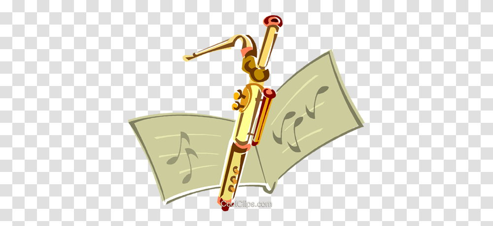 Bassoon With Sheet Music Royalty Free Vector Clip Art Fagott Clipart, Leisure Activities, Musical Instrument, Bronze, Oboe Transparent Png