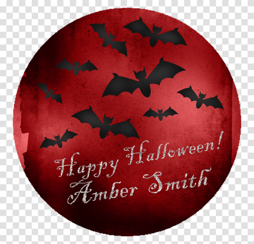 Bat Moon Happy Halloween Stickers Or Favor Tags Party Christmas Eve, Cushion, Batman Logo, Pillow Transparent Png