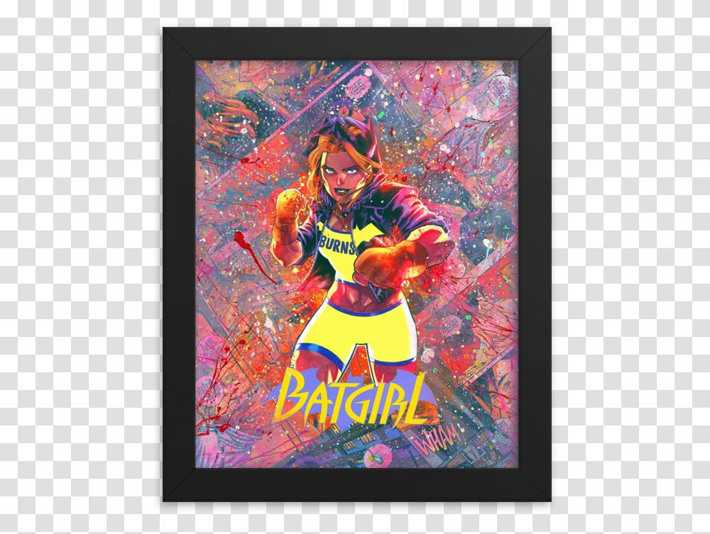 Batgirl Comic Canvas Framed Reproduction Print Painting, Poster, Advertisement, Person, Human Transparent Png