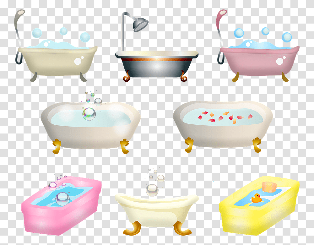 Bathtub Bath Bubbles Shower Rose Petals Tina De Dibujo, Bowl, Porcelain, Pottery Transparent Png