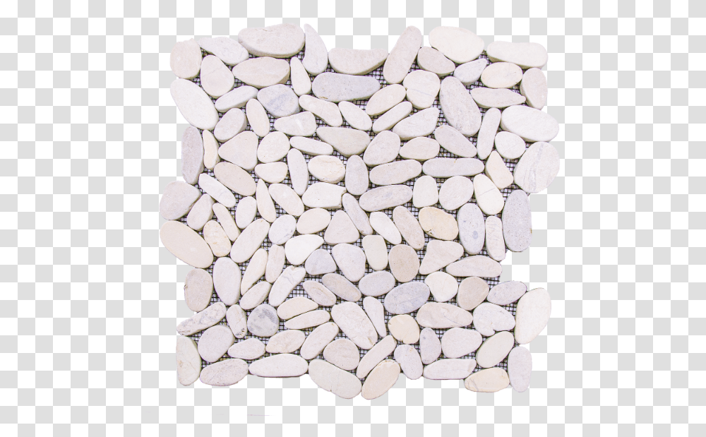 Bati Orient White Sliced River Stone 12 In Pebble, Rug, Rock Transparent Png