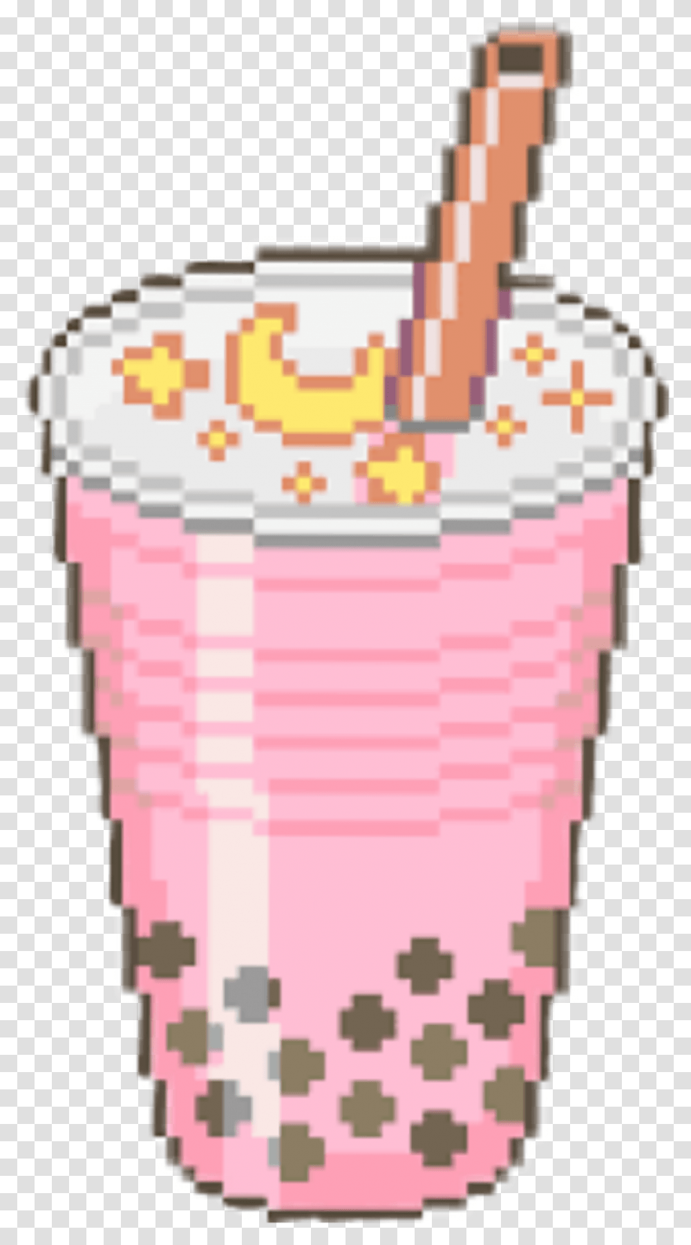 Batido Milkshake Pink Cool Tumblr Aesthetic 8 Bit Bubble Tea, Cream, Dessert, Food, Creme Transparent Png