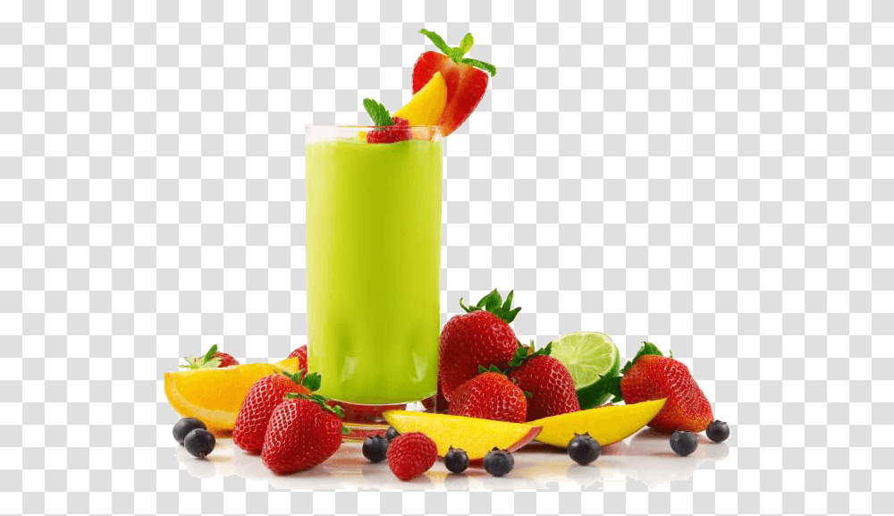 Batidos Juice With Fruits, Beverage, Strawberry, Plant, Food Transparent Png