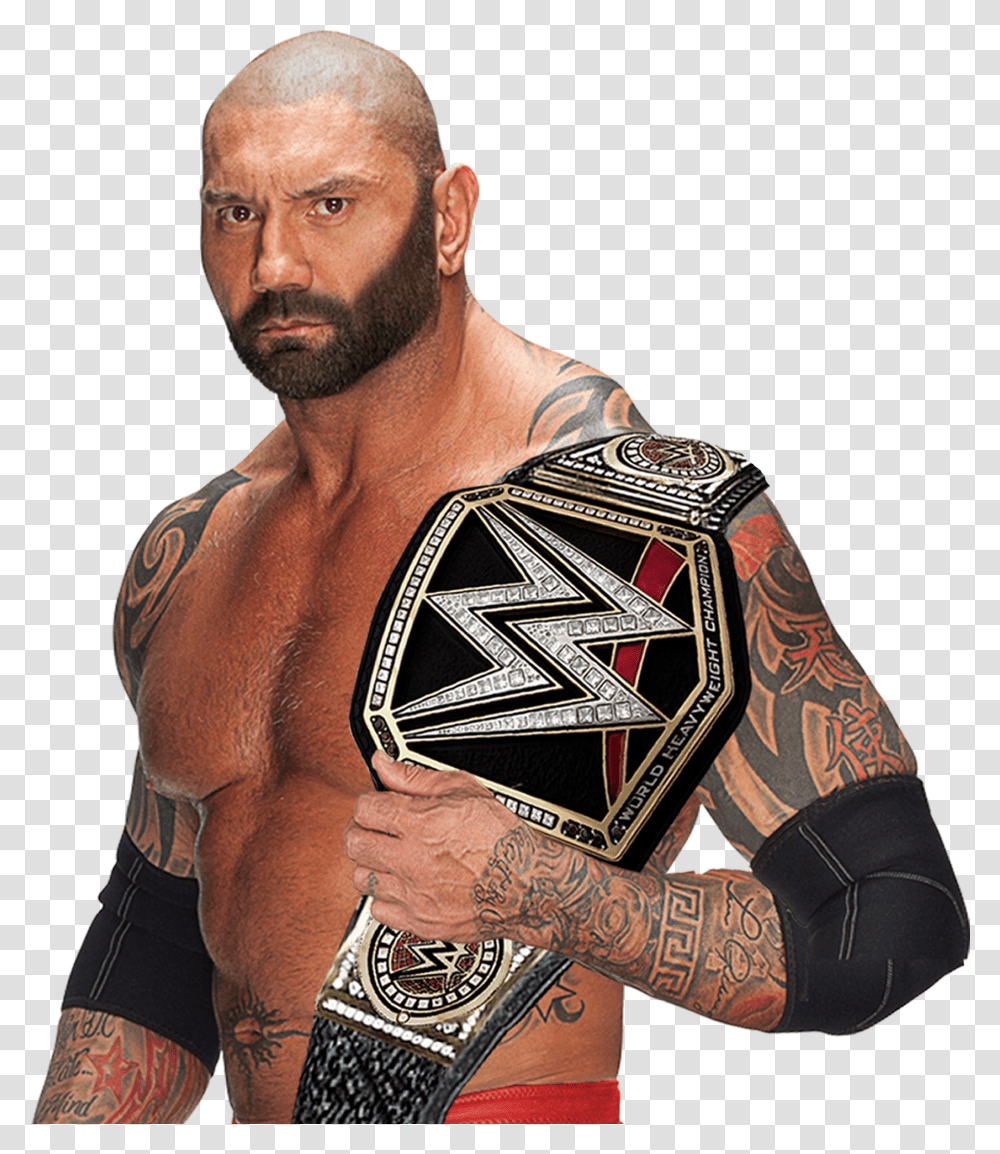 Batista With Wwe Belt Transparent Png