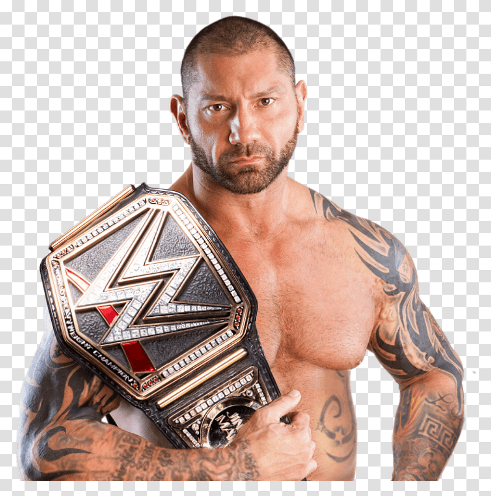 Batista Wwe Champion Batista Wwe World Heavyweight Champion Skin Person Human Tattoo Transparent Png Pngset Com