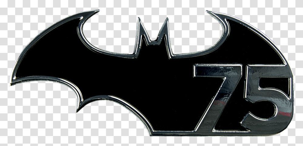 Batman 75th Anniversary Logo Black And Chrome Premium Emblem, Batman Logo, Arrowhead Transparent Png