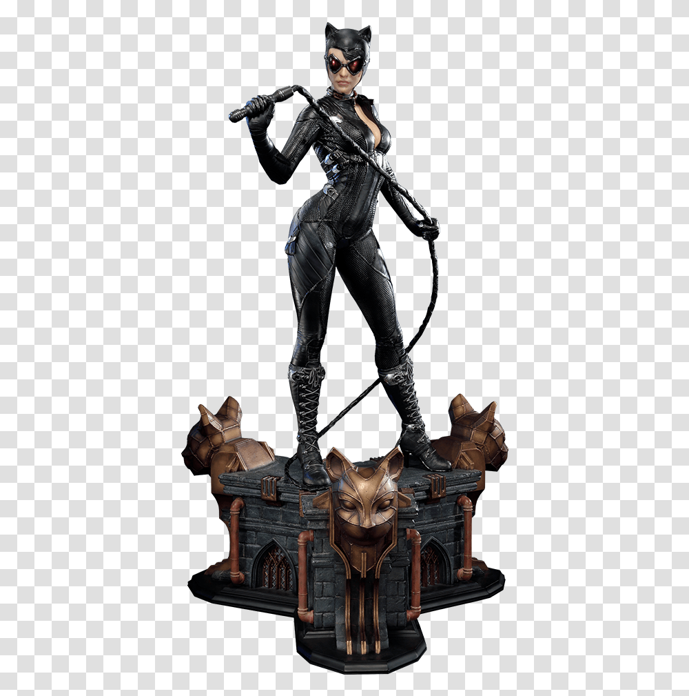 Batman Arkham Knight Catwoman Statue, Sunglasses, Person, Advertisement, Poster Transparent Png