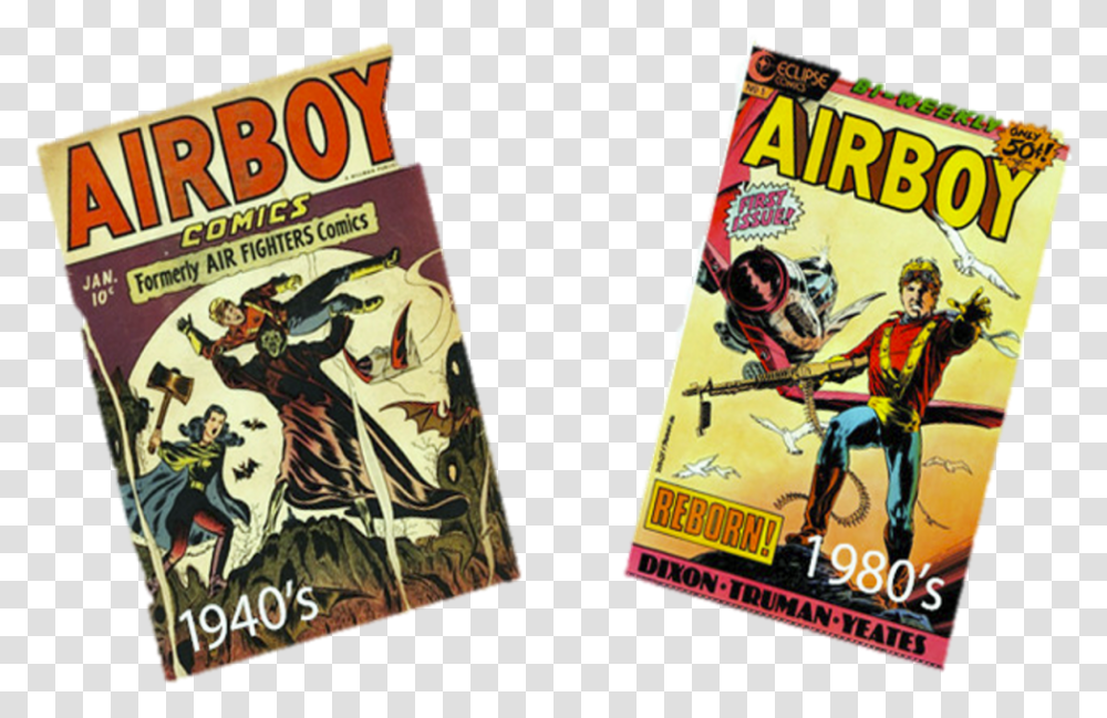 Batman Flying Airboy Comics, Person, Human, Book, Advertisement Transparent Png