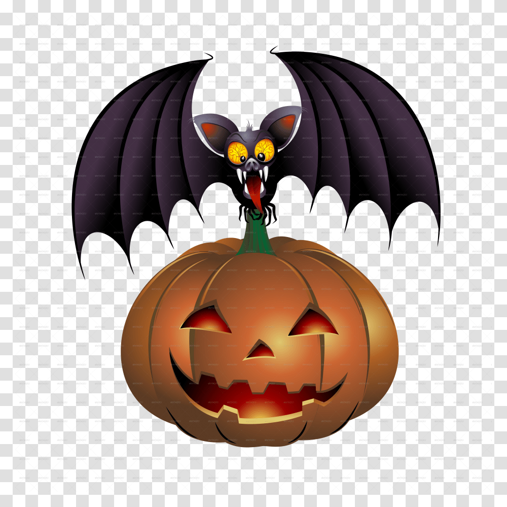 Bats Cartoon Image Halloween Animated Pumpkin, Tree, Plant, Lamp Transparent Png