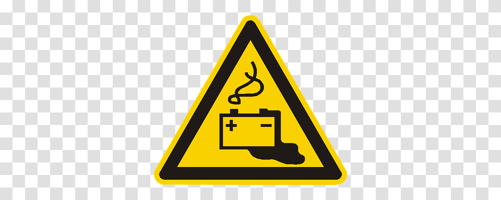 Battery Symbol, Triangle, Sign, Road Sign Transparent Png