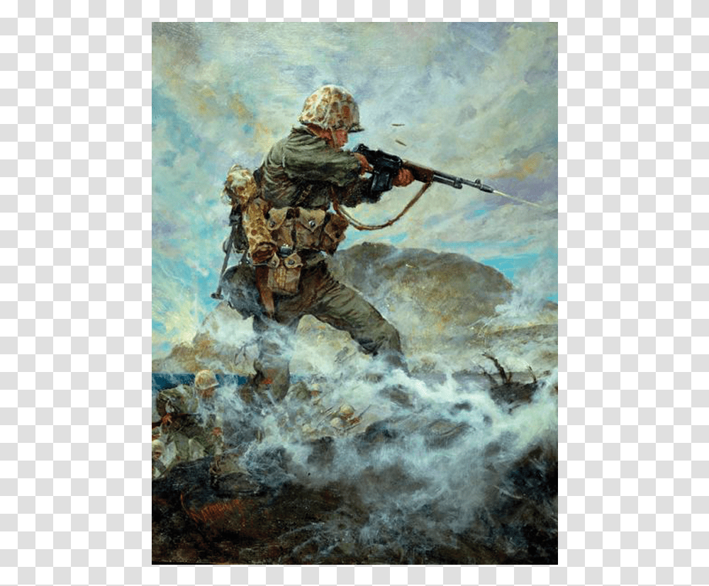 Battle Of Iwo Jima Art, Person, Military, Military Uniform, Painting Transparent Png