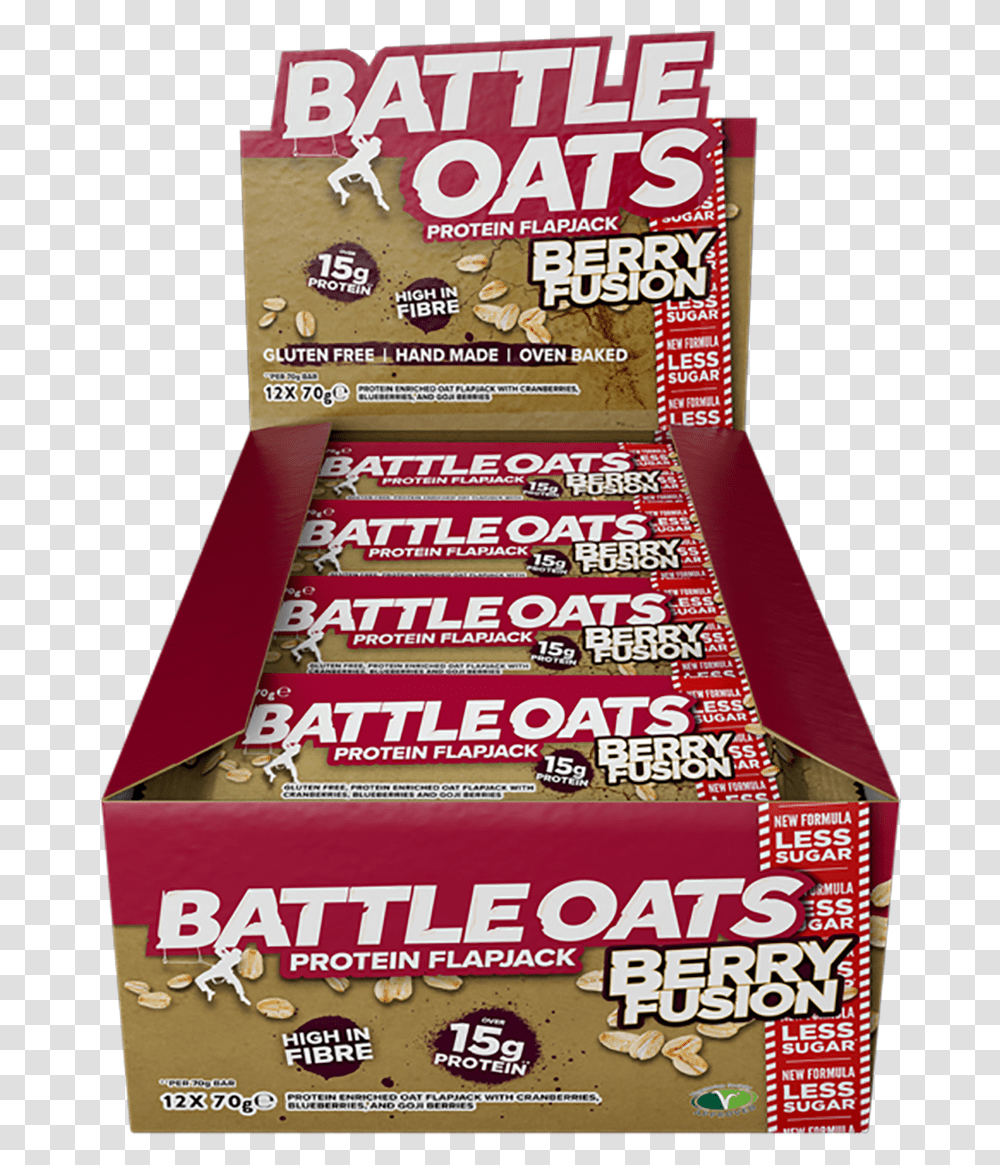 Battle Snacks Battle Oats Protein Flapjack 12x70g Battle Oats, Box, Poster, Advertisement, Carton Transparent Png