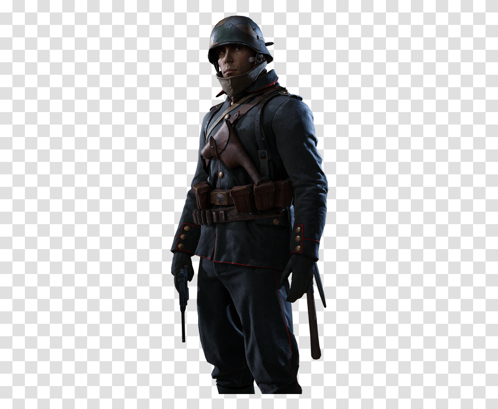 Battlefield 1 German Assault, Helmet, Person, Coat Transparent Png
