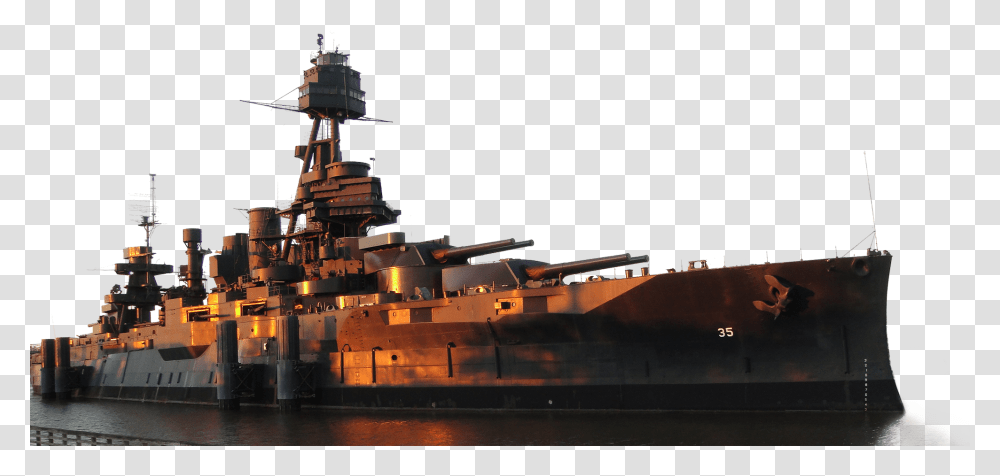 Battleship Uss Texas Bb, Vehicle, Transportation, Navy, Military Transparent Png