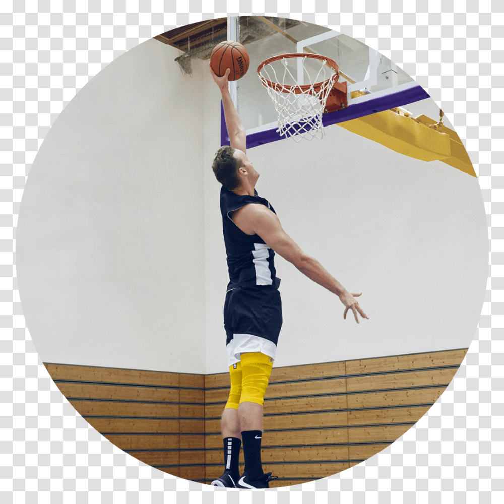 Bauerfeind Sports Knee Compression Nba Action Shot Slam Dunk, Person, Human, People, Team Sport Transparent Png
