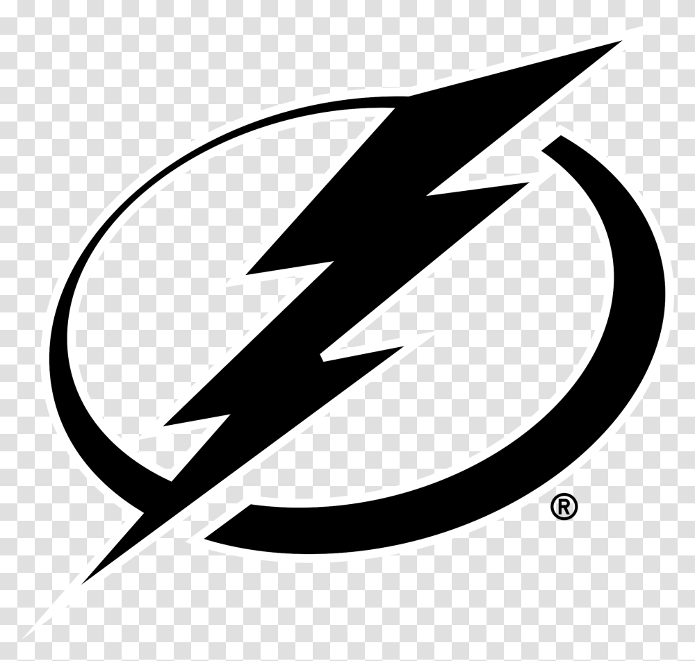Bay Black And White Tampa Bay Lightning Bolt, Symbol, Emblem, Logo, Trademark Transparent Png