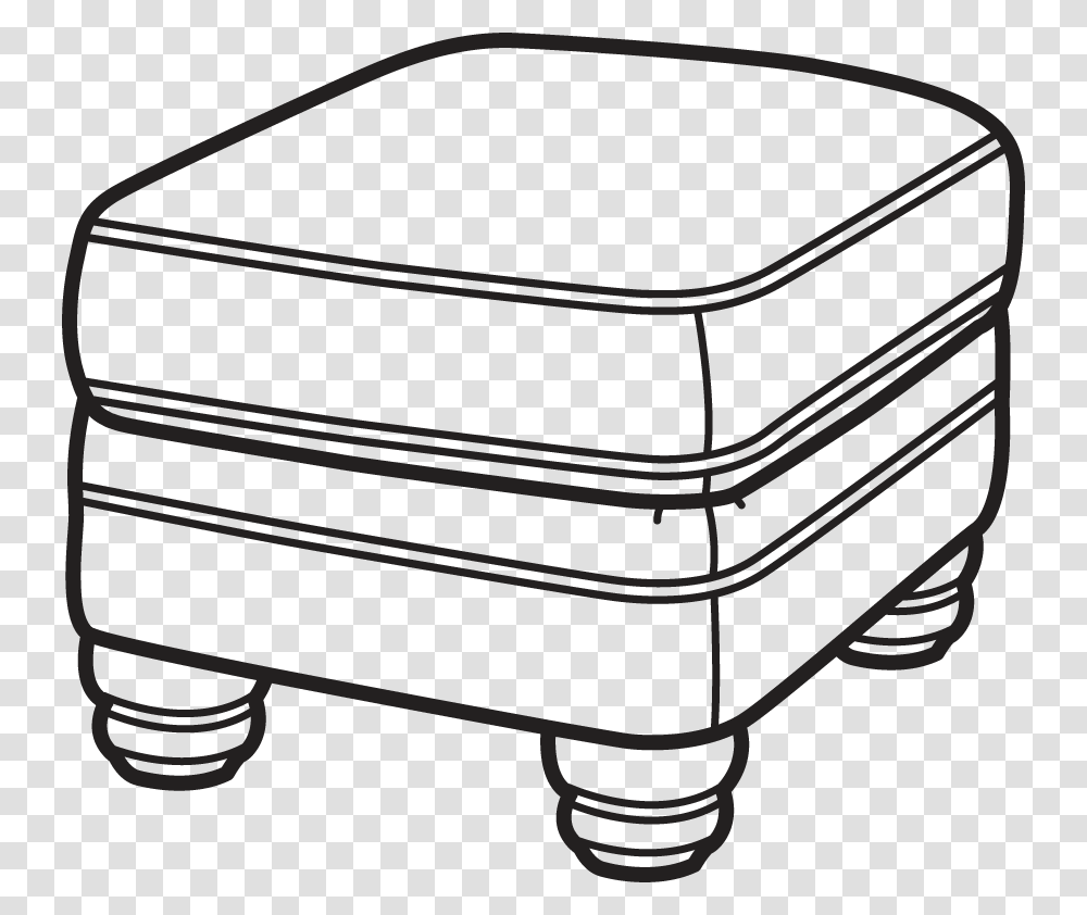 Bay Bridge Fabric Ottoman Without Nailhead Trim Ottoman Clipart, Furniture, Table, Bed, Label Transparent Png